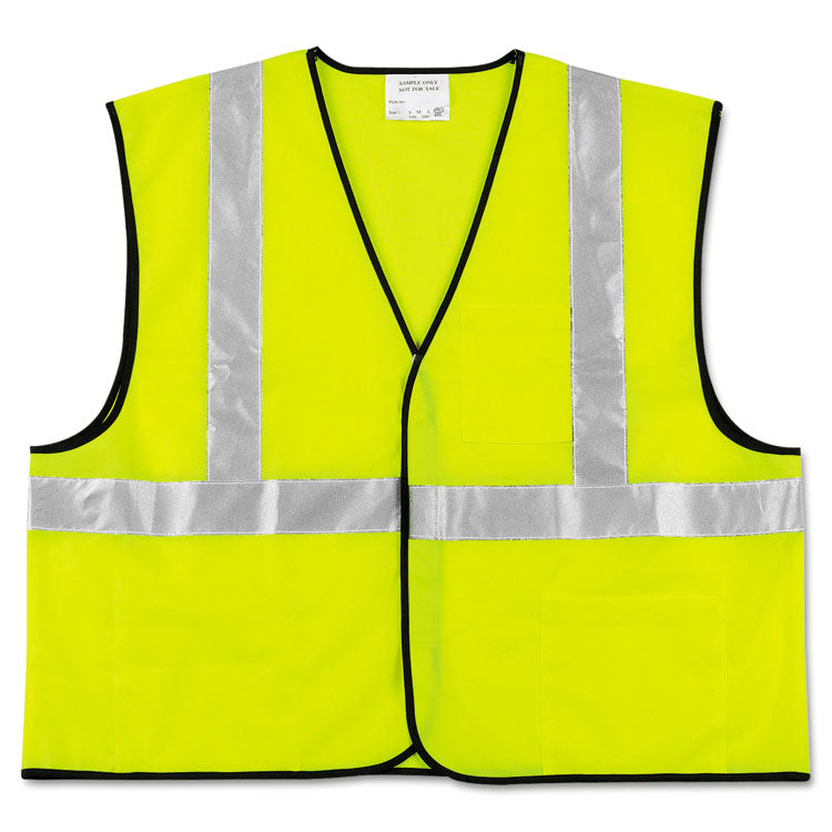 Class 2 Safety Vest, Polyester, X-Large, Fluorescent Lime with Silver Stripe