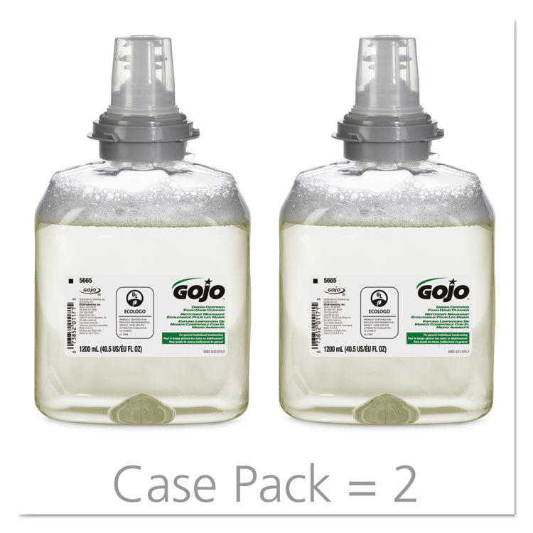 TFX Green Certified Foam Hand Cleaner Refill, Unscented, 1,200 mL, 2/Carton