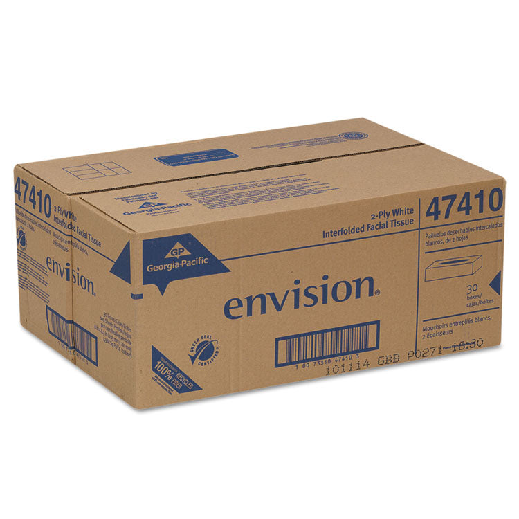 Facial Tissue, 2-Ply, White, 100 Sheets/Box, 30 Boxes/Carton