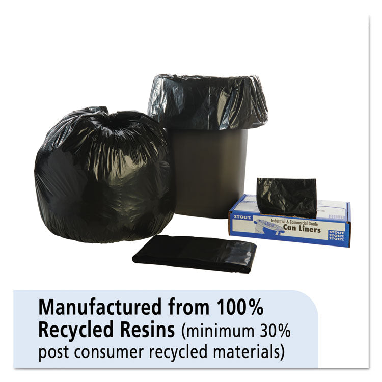 Total Recycled Content Plastic Trash Bags, 30 gal, 1.3 mil, 30  x 39 , Black/Brown, 100/Carton