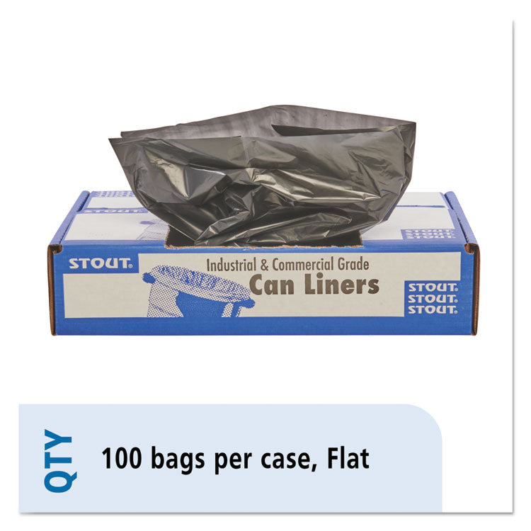 Total Recycled Content Plastic Trash Bags, 65 gal, 1.5 mil, 50  x 51 , Black/Brown, 100/Carton