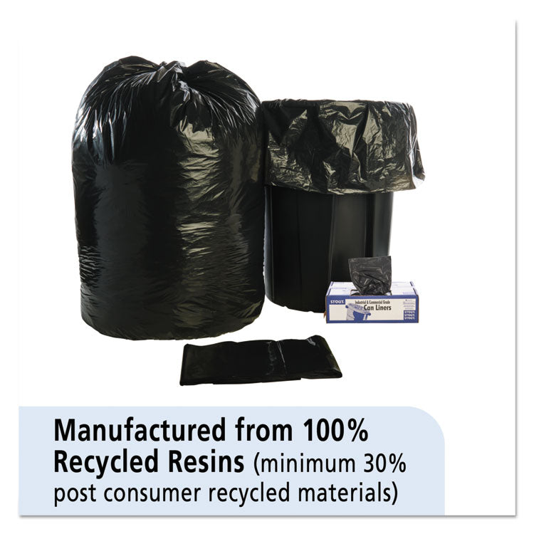 Total Recycled Content Plastic Trash Bags, 56 gal, 1.5 mil, 43  x 49 , Black/Brown, 100/Carton