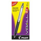 VBall RT Liquid Ink Roller Ball Pen, Retractable, Fine 0.7 mm, Black Ink, Black/White Barrel