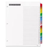 Table  n Tabs Dividers, 31-Tab, 1 to 31, 11 x 8.5, White, Assorted Tabs, 1 Set