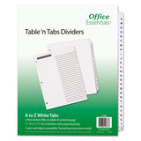 Table  n Tabs Dividers, 26-Tab, A to Z, 11 x 8.5, White, White Tabs, 1 Set