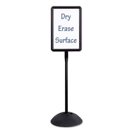 WriteWay Double-Sided Magnetic Dry Erase Standing Message Sign, Rectangle, 65" Tall Black Stand, 14.25 x 22.25 White Face