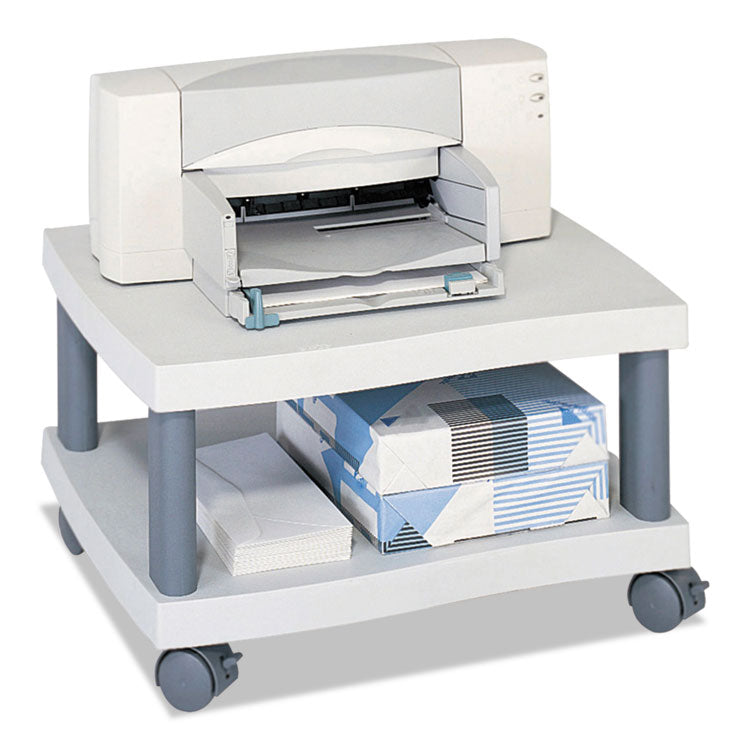 Wave Design Under-Desk Printer Stand, Plastic, 2 Shelves, 20  x 17.5  x 11.5 , White/Charcoal Gray