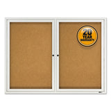 Enclosed Cork Bulletin Board, Cork/Fiberboard, 48 x 36, Tan Surface, Silver Aluminum Frame