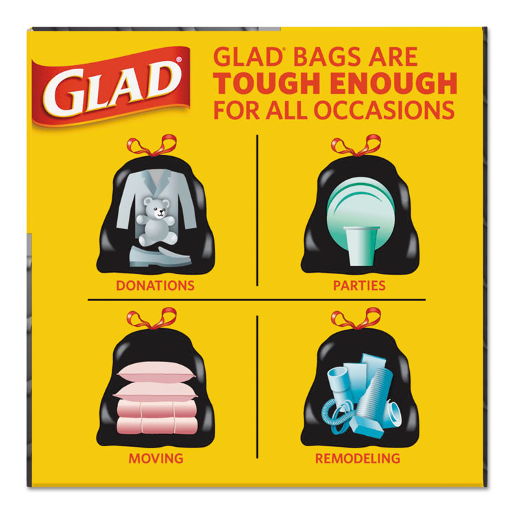 Drawstring Large Trash Bags, Three-Ply, 30 gal, 1.05 mil, 30  x 33 , Black, 15/Box