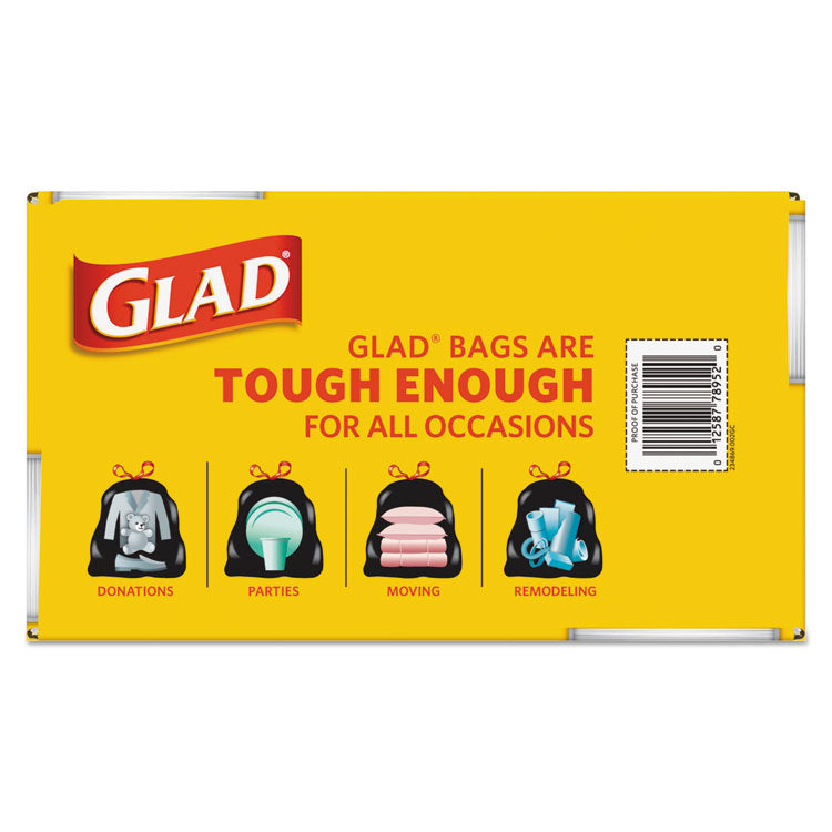 Drawstring Large Trash Bags, Three-Ply, 30 gal, 1.05 mil, 30  x 33 , Black, 90/Carton