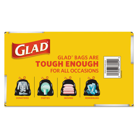 Drawstring Large Trash Bags, Three-Ply, 30 gal, 1.05 mil, 30  x 33 , Black, 90/Carton