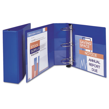 Heavy-Duty Non-View Binder with DuraHinge and Locking One Touch EZD Rings, 3 Rings, 4" Capacity, 11 x 8.5, Blue