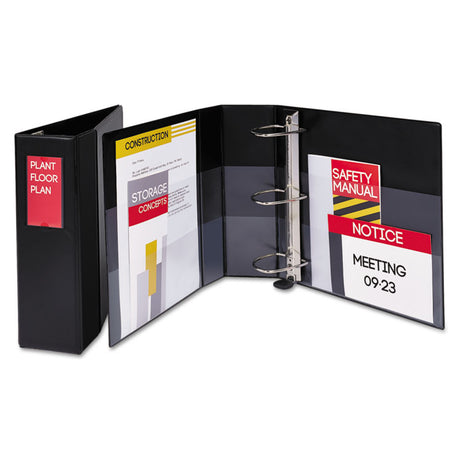 Heavy-Duty Non-View Binder with DuraHinge, Three Locking One Touch EZD Rings and Spine Label, 4" Capacity, 11 x 8.5, Black