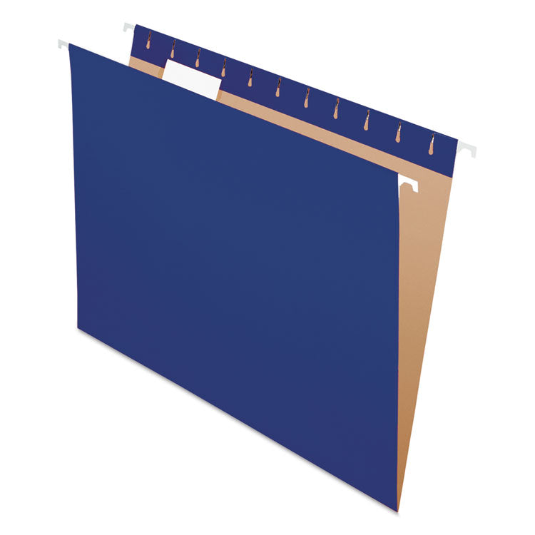 Colored Hanging Folders, Letter Size, 1/5-Cut Tabs, Navy, 25/Box
