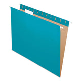 Colored Hanging Folders, Letter Size, 1/5-Cut Tabs, Teal, 25/Box