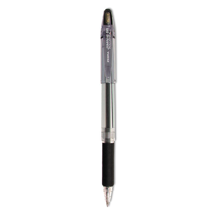 Jimnie Gel Pen, Stick, Medium 0.7 mm, Black Ink, Clear/Black Barrel, 12/Pack