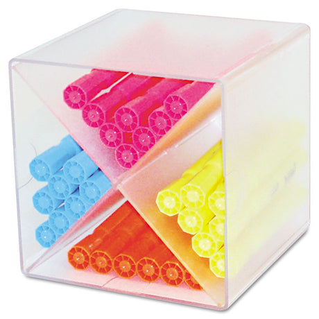 Stackable Cube Organizer, X Divider, 4 Compartments, Plastic, 6 x 7.2 x 6, Clear