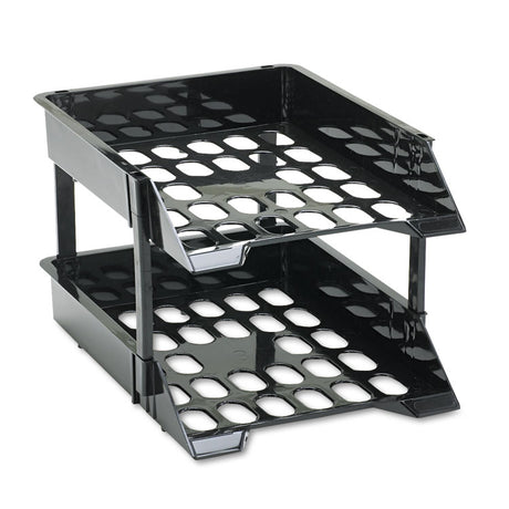 SuperTray Countertop Tray Set, 2 Sections, Letter to Legal Size Files, 11" x 14.88" x 2.5", Black, 2/Pack