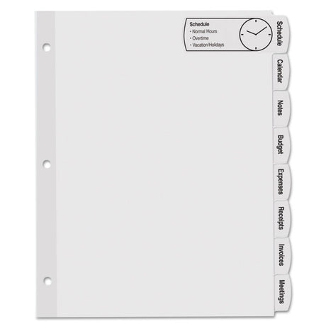 Big Tab Printable Large White Label Tab Dividers, 8-Tab, 11 x 8.5, White, 20 Sets