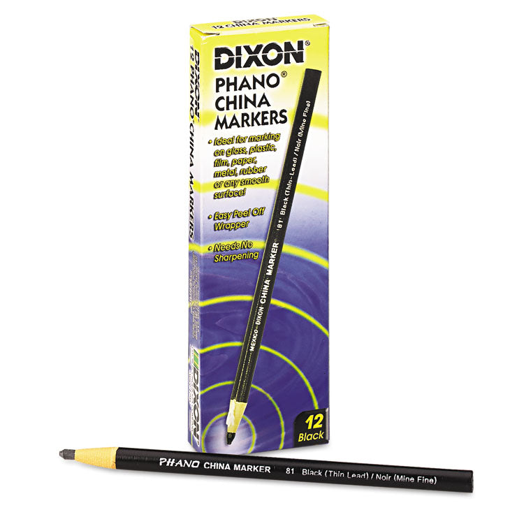 China Marker, Black, Thin Lead, Dozen