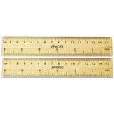 Flat Wood Ruler, Standard/Metric, 6" Long