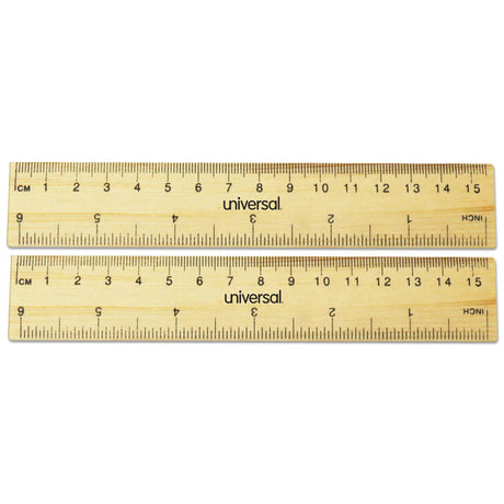 Flat Wood Ruler, Standard/Metric, 6" Long