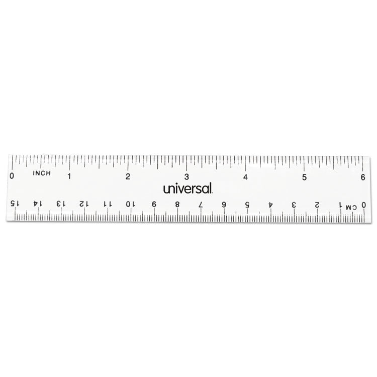 Clear Plastic Ruler, Standard/Metric, 6" Long, Clear, 2/Pack