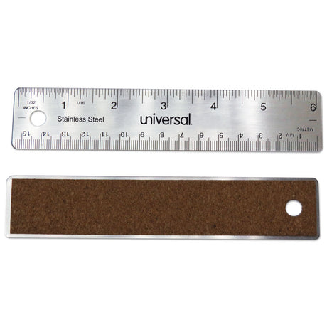 Stainless Steel Ruler, Standard/Metric, 6" Long