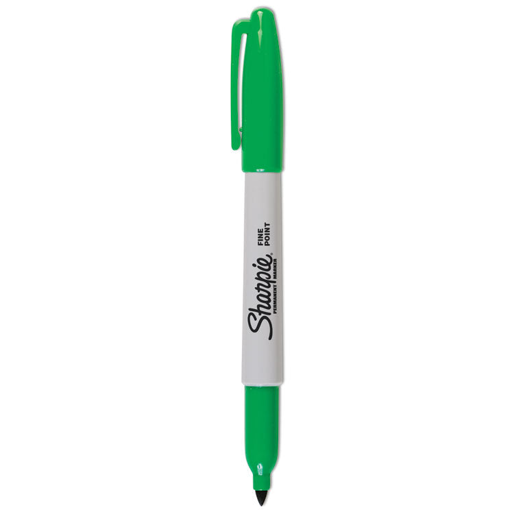 Fine Bullet Tip Permanent Marker, Green, Dozen