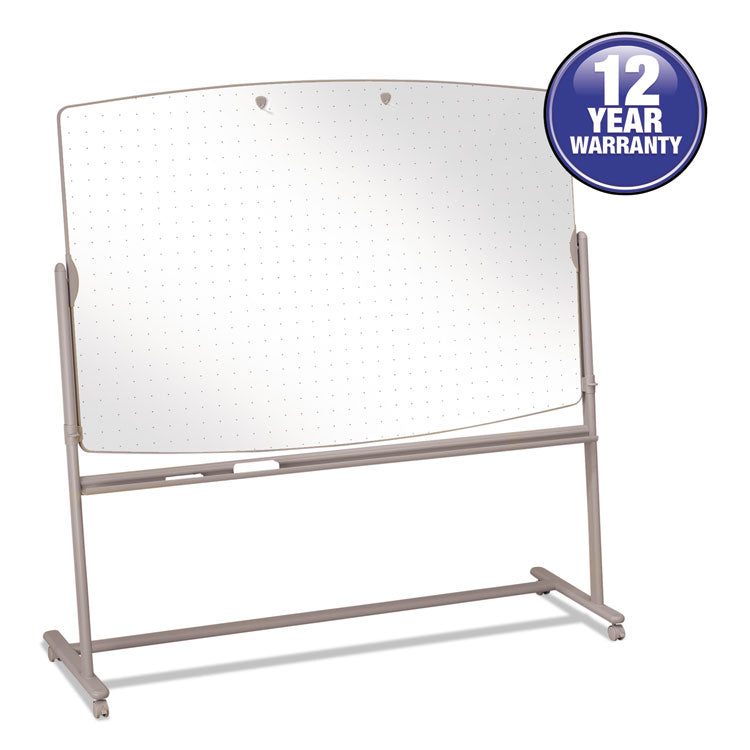 Total Erase Reversible Mobile Presentation Easel, Large, 72 x 48, White Surface, Neutral/Beige Steel Frame