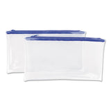 Zippered Wallets/Cases, Transparent Plastic, 11 x 6, Clear/Blue, 2/Pack
