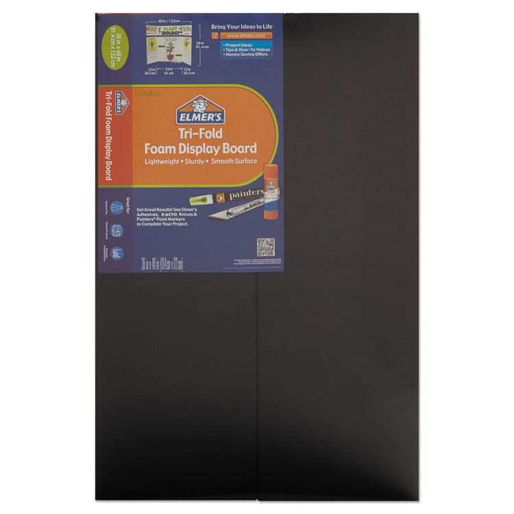 Premium Foam Display Board, CFC-Free Polystyrene, 24 x 36, Black Surface and Core, 12/Carton