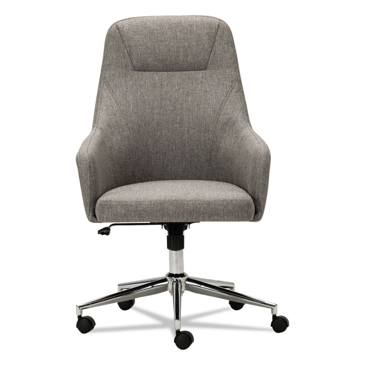 Alera Captain Series High-Back Chair, Supports Up to 275 lb, 17.1" to 20.1" Seat Height, Gray Tweed Seat/Back, Chrome Base