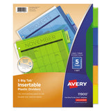 Insertable Big Tab Plastic Dividers, 5-Tab, 11 x 8.5, Assorted, 1 Set