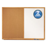 Bulletin/Dry-Erase Board, Melamine/Cork, 48 x 36, Brown/White Surface, Oak Finish Frame