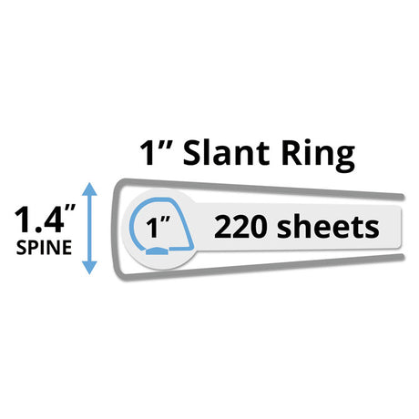 Durable View Binder with DuraHinge and Slant Rings, 3 Rings, 1" Capacity, 11 x 8.5, Coral