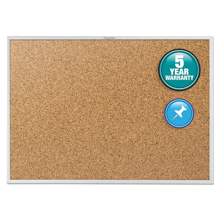 Classic Series Cork Bulletin Board, 60 x 36, Tan Surface, Silver Anodized Aluminum Frame