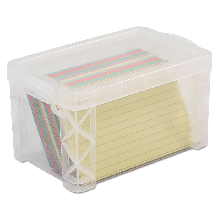 Super Stacker Storage Boxes, Holds 400 3 x 5 Cards, 6.25 x 3.88 x 3.5, Plastic, Clear