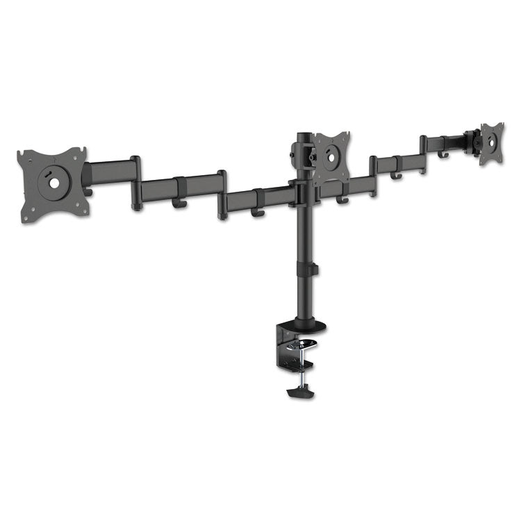 Articulating Triple Monitor Arms, For 13  to 27  Monitors, 360 deg Rotation, 45 deg Tilt, 180 deg Pan, Black, Supports 18 lb