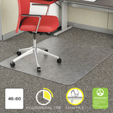 Occasional Use Studded Chair Mat for Flat Pile Carpet, 46 x 60, Rectangular, Clear