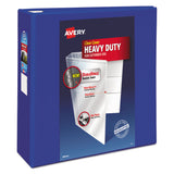 Heavy-Duty View Binder with DuraHinge and Locking One Touch EZD Rings, 3 Rings, 4" Capacity, 11 x 8.5, Pacific Blue