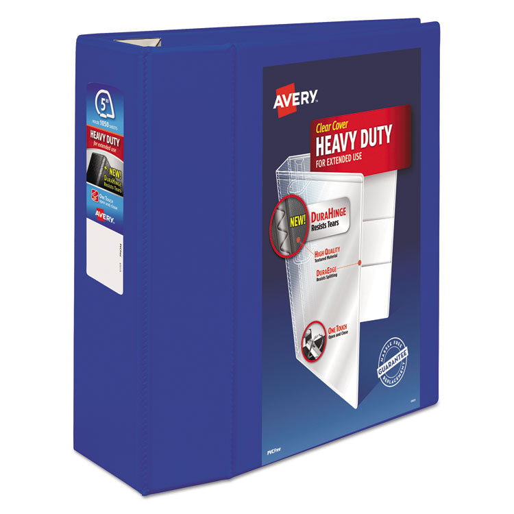 Heavy-Duty View Binder with DuraHinge and Locking One Touch EZD Rings, 3 Rings, 5" Capacity, 11 x 8.5, Pacific Blue