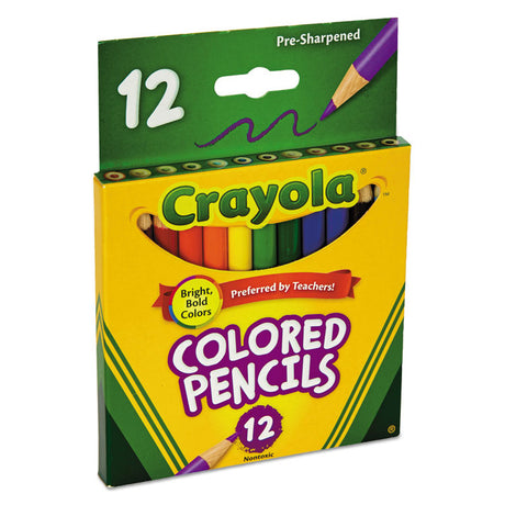 Short-Length Colored Pencil Set, 3.3 mm, 2B, Assorted Lead and Barrel Colors, Dozen