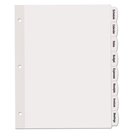 Big Tab Printable White Label Tab Dividers, 8-Tab, 11 x 8.5, White, 20 Sets