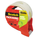 Sure Start Packaging Tape with Dispenser, 3" Core, 1.88" x 38.2 yds, Clear