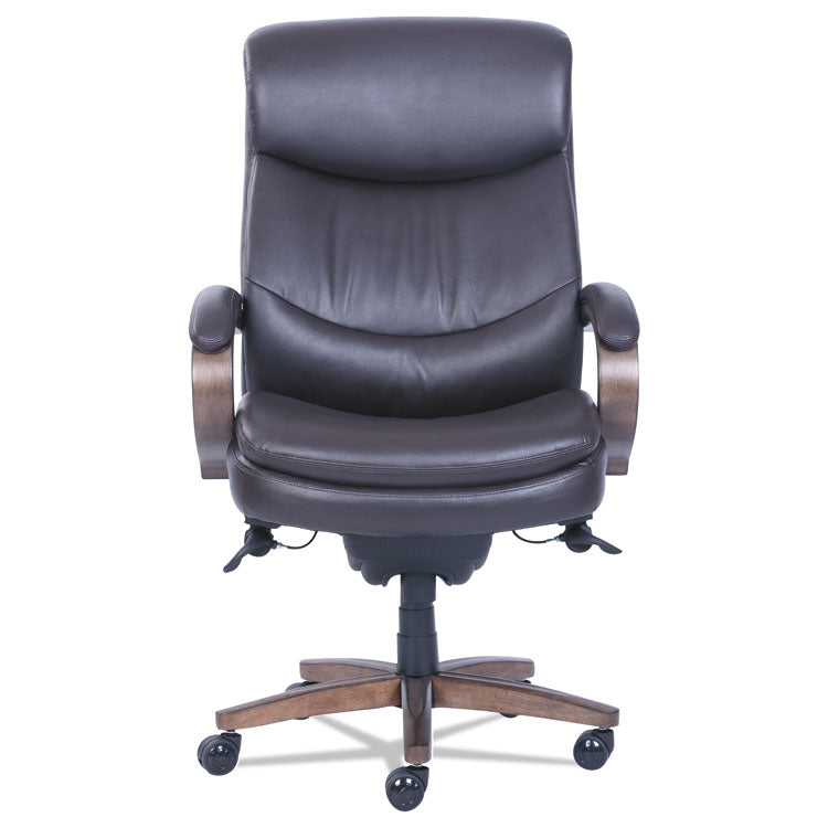 Woodbury Big/Tall Executive Chair, Supports Up to 400 lb, 20.25  to 23.25  Seat Height, Brown Seat/Back, Weathered Sand Base