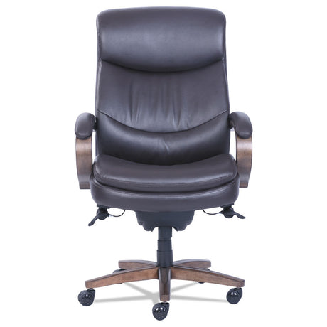 Woodbury Big/Tall Executive Chair, Supports Up to 400 lb, 20.25  to 23.25  Seat Height, Brown Seat/Back, Weathered Sand Base