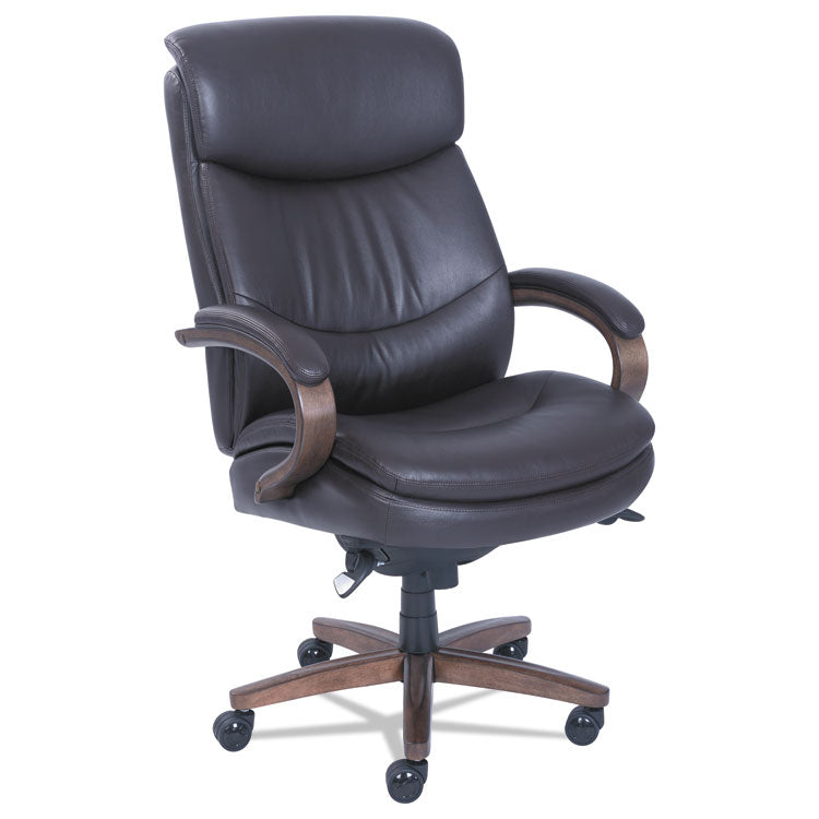 Woodbury Big/Tall Executive Chair, Supports Up to 400 lb, 20.25  to 23.25  Seat Height, Brown Seat/Back, Weathered Sand Base