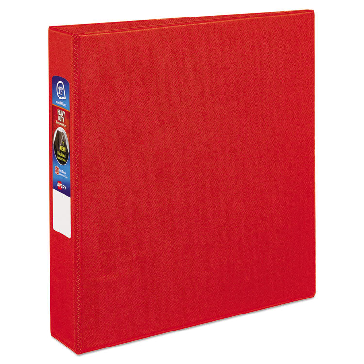 Heavy-Duty Non-View Binder with DuraHinge and One Touch EZD Rings, 3 Rings, 1.5" Capacity, 11 x 8.5, Red