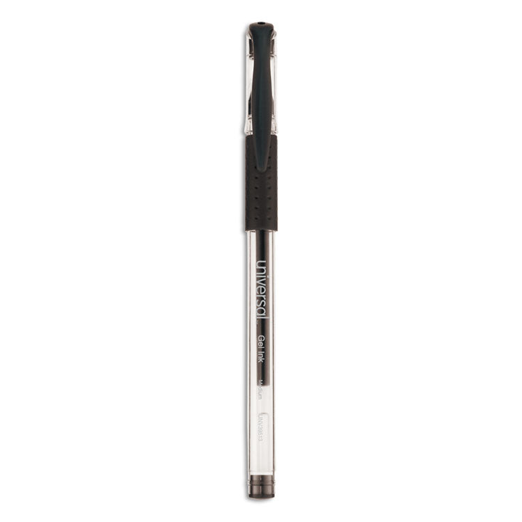 Comfort Grip Gel Pen, Stick, Medium 0.7 mm, Black Ink, Clear/Black Barrel, 60/Pack